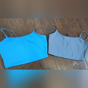 Garage Blue and Gray-Blue Crop Tops